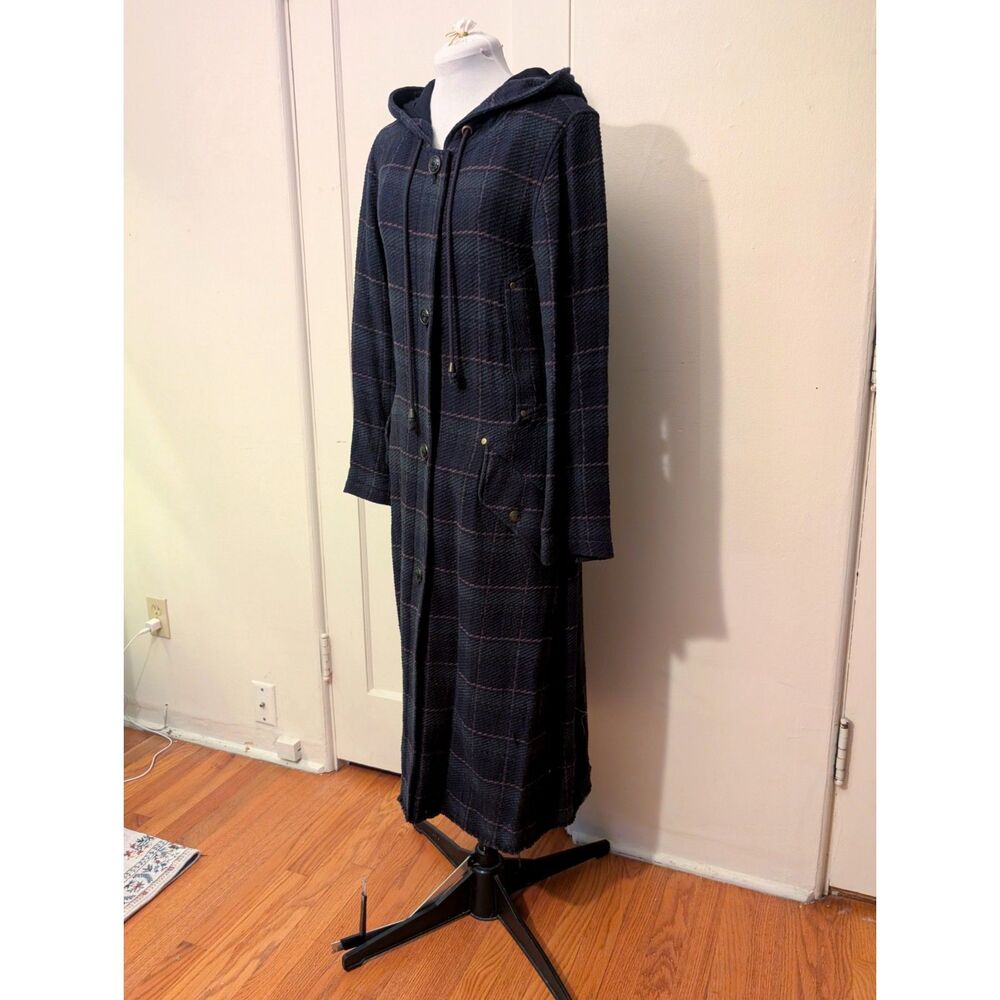 Rad Free People Maxi Duster Coat/Hoodie! Tartan - Green, Blue, Black